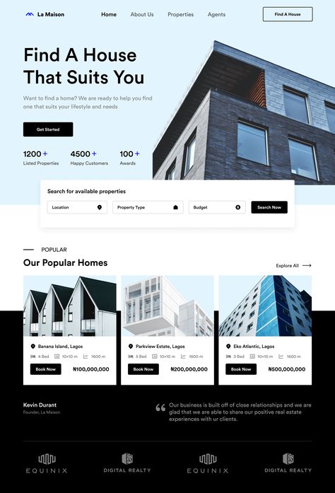 Real Estate Landing Page, Webpage Design Layout, Real Estate Website Templates, Real Estate Landing Pages, Real Estate Website Design, Inmobiliaria Ideas, Palettes Color, Best Website Design, Real Estate Site