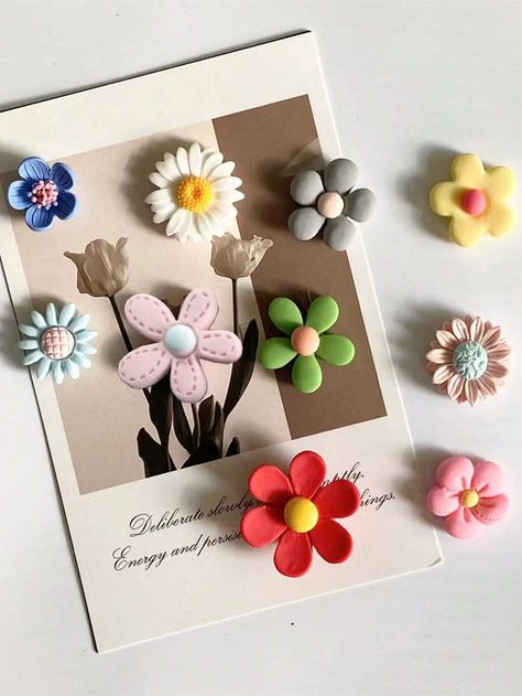 10pcs Beautiful Flower Fridge Magnets, Can Be Used To Decorate Refrigerators, Offices, Kitchens. Great For Kitchen Gadgets, Home Fridge Decoration, A Small Gift For Female FriendsI discovered amazing products on SHEIN.com, come check them out! Flower Fridge, Fridge Decoration, Color Refrigerator, Gifts For Female Friends, Gadgets Home, Diy Air Dry Clay, Fridge Decor, Chrismas Gifts, Refrigerator Sticker