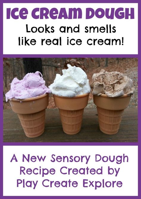 Play Create Explore: Ice Cream Dough: New Play Recipe! Ice Cream Dough, Sensory Dough, Melting Ice Cream, Ice Cream Theme, Playdough Recipe, Ice Cream Cones, Ice Cream Party, Ice Cream Shop, Play Food