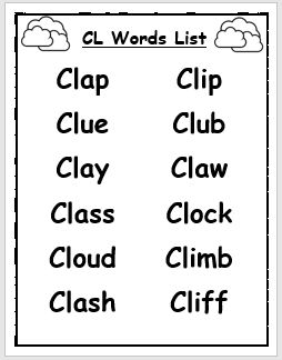 Cl Words Phonics, Blending Words Kindergarten Worksheets, Cl Words Worksheet, Cl Blends Worksheet, Cl Words, Blended Words, Consonants Blends, Phonic Reading, Blending Words