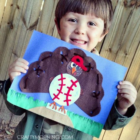 Turkey in Disguise Craft: Baseball Glove (Kids Thanksgiving craft) - Crafty Morning Tom Turkey Disguise, Turkey In Disguise Ideas, Turkeys In Disguise, Turkey Disguised, Disguise The Turkey, Disguise A Turkey Project, Disguise Turkey, Tom The Turkey, Paper Plate Turkey