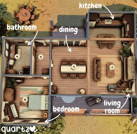 Sims Floor Plans Layout Simple, Sims 4 Houses Layout One Floor, Sims 3 Layout House Plans, Small Cottage Sims 4 Layout, Sims 4 Floorplan 1 Story, Sims 4 Small Floor Plans, 2 Bedroom Starter Home Sims 4, Sims 4 House 1 Floor, Sims 4 Houses Layout Floor Plans Tiny Homes