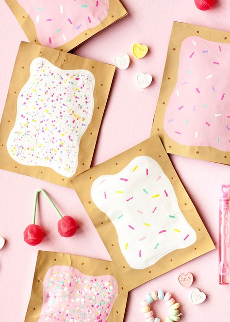 Valentine Pop Tart Pouch | Handmade Charlotte Valentine Pop Tarts, Valentine Day Cards Diy Kids, Pop Tart Valentine Ideas, Kids Valentines Bags For School, Valentines Paper Bag Craft, Valentines Brown Paper Bag Ideas, Valentines Paper Bags, Paper Bag Valentine Crafts, Valentines Cards For Kids To Make