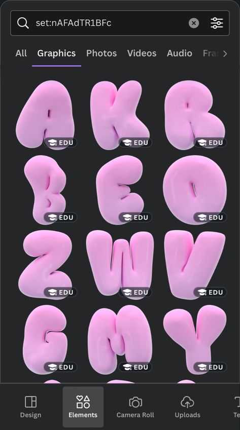 Bubble Letters Canva, Canva Fonts 3d, Hidden Canva Fonts, Canva Font Code, Canva Letter Codes, Canva Sets Elements Letters, Cool Canva Fonts, Canva Codes Fonts, Canva Words Elements