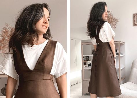 Hop On Ya Bike to Meet the Patternmaker Behind the Peppermint Milton Pinafore - peppermint magazine Pinafore Pattern, Repurposing Ideas, Dress Forms, Woman Dress, Fashion Diy, Pdf Sewing Patterns, Maternity Clothes, A Line Skirts, Midi Length