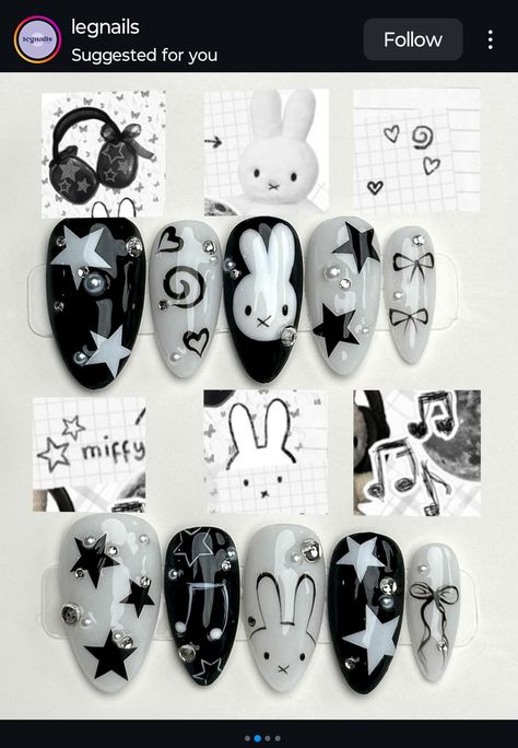 Gray Nails With Design, Nail Art Birthday, Goblin Brain, Xiaohongshu Nails, Nails Chinese, Nails Kpop, Kpop Nails, Nails Korean, Wanna Recreate