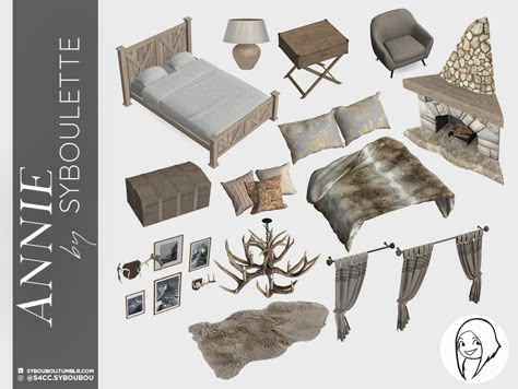 Annie bedroom set 5 Toddler Cc Sims 4, Sims 4 Cc Furniture Living Rooms, Sims 4 Kitchen, Wood Cabin, Mod Furniture, The Sims 4 Pc, Sims 4 Bedroom, Summer Furniture, Cabin Furniture