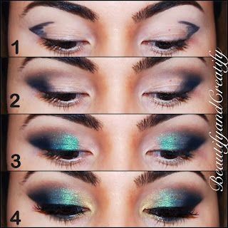 Turquoise Smokey Eye, Gold Holiday Makeup, Gold Makeup Tutorial, Turquoise Eye Makeup, Teal Eye Makeup, Turquoise Makeup, Turquoise Eyeshadow, Gold Eyeshadow Looks, Teal Makeup