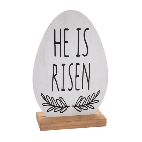 Simple Lettering, White Egg, Easter Home Decor, He Is Risen, Trading Company, Wooden Sign, Easter Gift, Easter Decorations, Egg