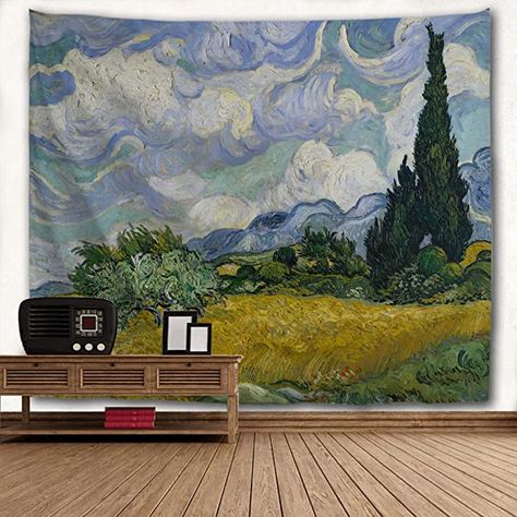 Van Gogh Wheat Field, Oil Painting Nature, Home Decor For Living Room, Tapestry Blanket, Tapestry Bedroom, Wheat Field, Gallery Wall Prints, Tapestry Art, Mural Floral