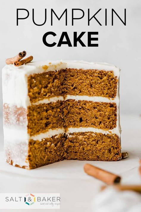 Pumpkin Layer Cake, Moist Pumpkin Cake, Pumpkin Roll Recipe Easy, Pumpkin Cake Recipe, Halloween Pumpkin Cake, Pumpkin Rolls Recipe, Fall Cake Recipes, Fall Cake, Pumpkin Cake Recipes