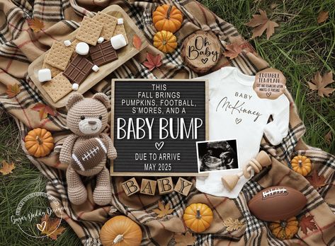 Celebrate your exciting news in the sweetest way with this Teddy Bear Fall themed digital pregnancy announcement! This adorable design features a cuddly teddy bear ready for fall, perfect for sharing your special announcement with friends and family. Personalize with your due date and details to create a memorable keepsake that will warm hearts and bring smiles. Share the joy of your growing family with this charming and whimsical announcement that captures the magic of this special time. This e September Baby Announcement Ideas, November Baby Announcement Ideas, Fall Baby Reveal Ideas, Baby Anouncment Ideas Fall, Baby Announcement Fall, Gender Reveal Ideas September, May Due Date Announcement, Baby Anouncment Ideas Announce Pregnancy, Fall Announcement Pregnancy