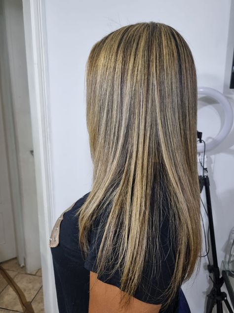 Half Head Highlights Light Brown Hair, Hi Lights On Brown Hair, Died Hairstyles, Bright Highlights Brown Hair, Full Foil Highlights Brunettes, Honey Blonde Babylights, Light Brown Blonde Highlights, Half Head Highlights, Pelo Color Vino