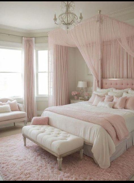 Pink Bedroom Decor, Pink Room Decor, Pink Bedrooms, Bedroom Red, Bedroom Refresh, Dream Room Inspiration, Pink Bedroom, Room Makeover Bedroom, Pink Room