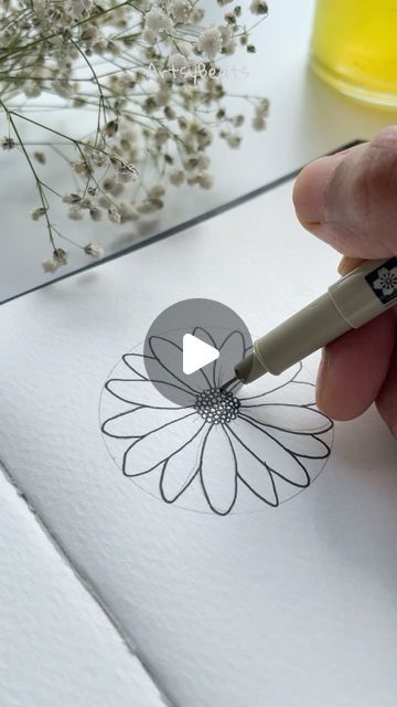 Flower Doodles | Mandala | Zen art✨ on Instagram: "Let’s draw a Daisy 🌼

Check out our collection of easy and fun worksheets with step by step tutorial and practice sheets, available for instant download. 
Start creating today 🌼
.
Immerse yourself in the therapeutic and calming experience of drawing ✍️
. 
www.artsybeats.com 🔗 
LINK IN BIO 🔗
.
.
#createwithartsybeats #drawingtutorial #stepbystep #flowerdrawings #flowertutorial #learnart #cooldrawing #embroideryart #inkdoodle #doodlelove #daisy #daisyflower #hennaflower" Draw A Daisy, Doodles Mandala, Daisy Flower Drawing, Ink Doodles, Flower Henna, Fun Worksheets, Learn Art, Zen Art, Flower Doodles