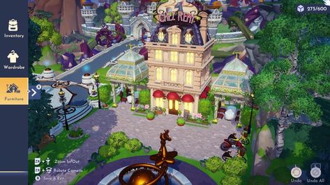 Dreamlight Valley Chez Remy, Disney Dreamlight Plaza, Dreamlight Plaza, Disney Dreamlight Valley Plaza, Dreamlight Valley Plaza, Dreamland Ideas, Disney House Ideas, Valley Game, Disney Dreamlight Valley