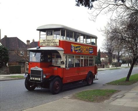 Road vehicle; NS-type AEC double deck motor bus fleet No NS1995 registration number YR3844, 1926 | London Transport Museum Double Deck Bus, Hidden London, 19th Century London, Underground Shelter, Museum Guide, London Transport Museum, First Bus, Transport Museum, Teacher Planning