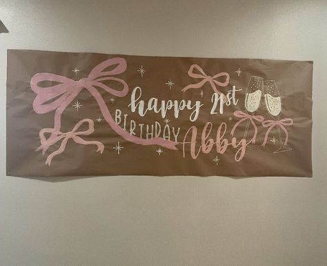 21st Birthday Background, 21 Birthday Banner, Brown Paper Sign, Grad Party Signs, 21 Banner, Gf Gift Ideas, New Years Banner, Party Vision Board, Bday Banner