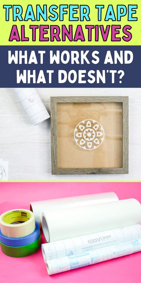 Tape Transfer Diy, Transfer Tape For Vinyl Alternative, Cricut Transfer Tape Tips, How To Use Transfer Tape With Cricut, Transfer Tape Hack, Laminator Ideas, Packing Tape Image Transfer, Transfer Tape For Vinyl, Paper Shelf