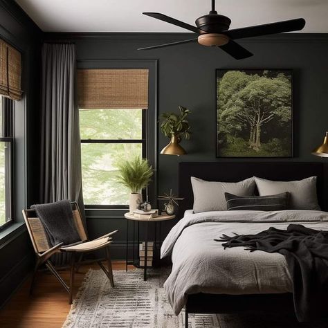 15 Stylish Black Bedroom Ideas To Inspire Your Space Chocolate Brown Bedrooms, Male Bedroom Ideas, Makeover Bedroom, Dark Bedroom, Brown Bedroom, Cozy Aesthetic, Bedroom Refresh, Bedroom Green, Master Bedrooms Decor