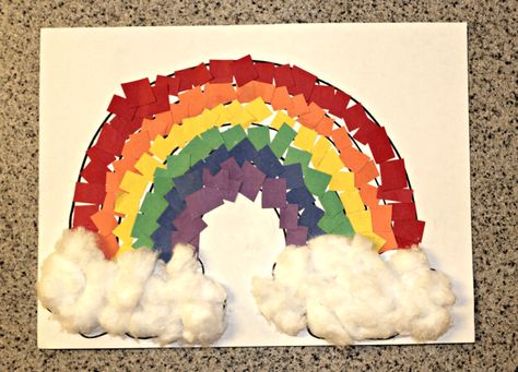 Rainbow Paper Collage Craft Idea for Preschool Kids Rainbow Paper Craft, Craft Activities For Toddlers, Paper Craft For Kids, Construction Paper Crafts, Homeschool Crafts, Spring Crafts For Kids, Rainbow Paper, Preschool Art Activities, Rainbow Crafts