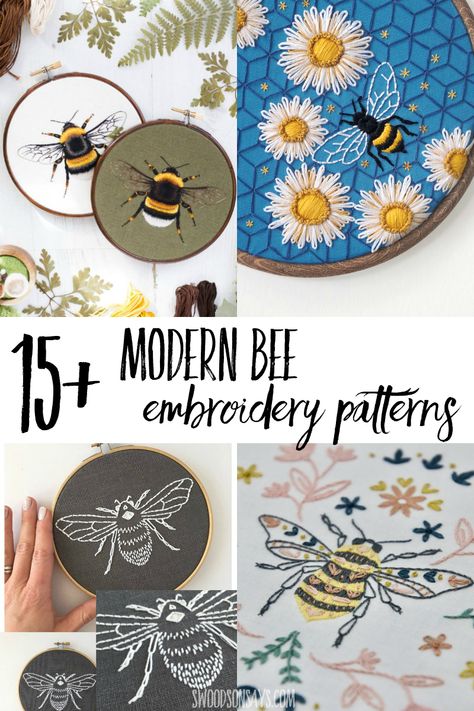 Click to see a curated bee embroidery pattern list full of indie designers and modern aesthetics, including a free bee embroidery pattern or two! Embroidery Designs Tutorials, Bee Embroidery Pattern, Bee Embroidery Design, Bird Embroidery Pattern, Embroidery Stitches Beginner, Hand Embroidery Patterns Free, Bee Embroidery, Floral Embroidery Patterns, Embroidery Patterns Vintage