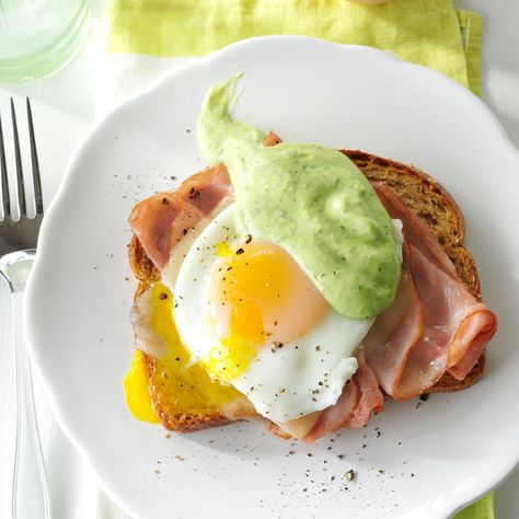 Southwestern Eggs Benedict with Avocado Sauce Avocado Sauce Recipe, Mexican Brunch, Southwestern Ranch, Mexican Breakfast, Ranch Recipe, Mckinney Texas, Avocado Sauce, Healthy Substitutions, Hollandaise Sauce