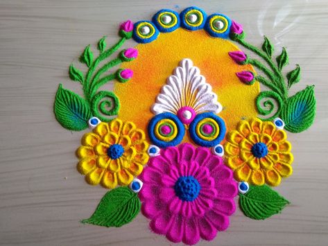 Siddhis rangoli art Latest Rangoli Designs 2022, Latest Rangoli Designs Creative 2024, Easy Rongali, Modern Rangoli Designs, Modern Rangoli Designs For Diwali, Unique Rangoli Designs Diwali Latest, Rangoli Design For New Year, Rangoli Designs Latest Unique For Diwali, Kali Chaudas Rangoli