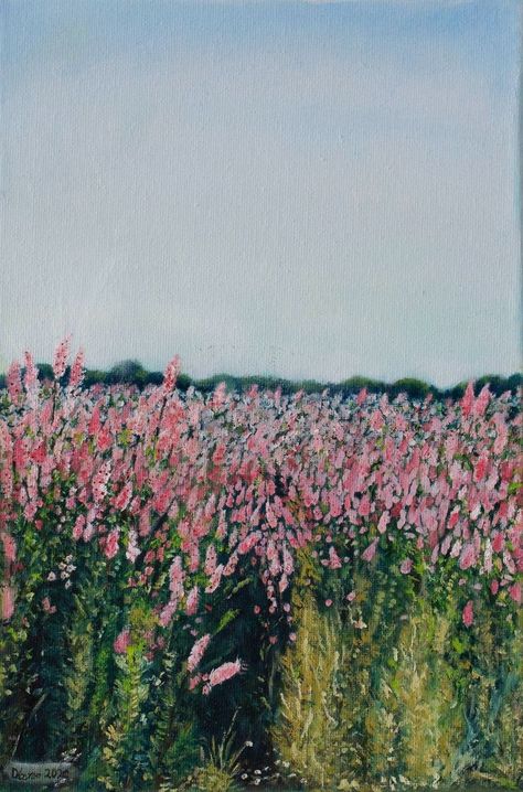 Flower Field Painting, Pink Flower Painting, Flowers Field, Art For Nursery, Nursery Canvas, Original Paintings For Sale, Painting Floral, Cool Wall Art, Case Ipad