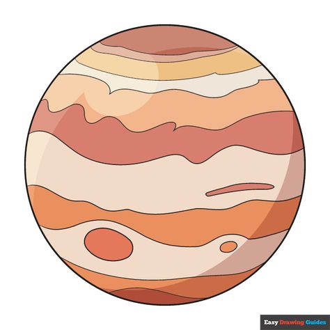 Jupiter step-by-step drawing tutorial: step 11 Jupiter Drawing Planet, Easy Planet Painting, Planet Jupiter Aesthetic, Jupiter Illustration, Jupiter Drawing, Jupiter Color, Jupiter Aesthetic, Jupiter Art, Jupiter Poster