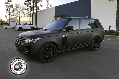 Range Rover Matte, Matte Black Range Rover, Black Land Rover, Black Range Rover, Matte Black Wrap, Range Rover Black, Matte Black Cars, Bus Wrap, Black Range