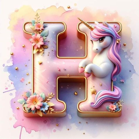 Unicorn Letters, Alphabet Journal, Easy Hand Drawings, Unicorn Letter, H Letter Images, Cute Iphone Wallpaper Tumblr, Letter Art Design, Pretty Letters, S Alphabet