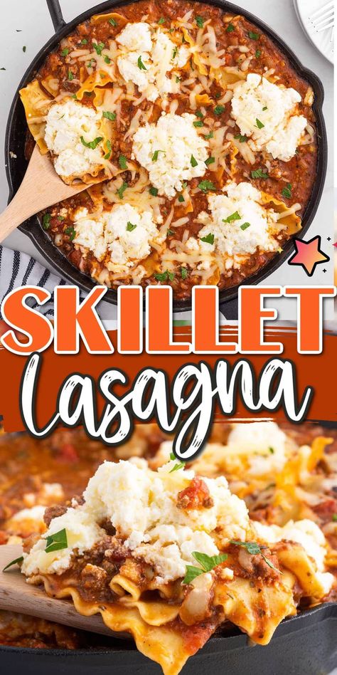 Skillet Lasagna Pioneer Woman, Skillet Lasagna Easy, Stove Top Lasagna, Skillet Suppers, Italian Ravioli, Skillet Lasagna Recipe, Skillet Lasagna, Lasagna Ingredients, Traditional Lasagna