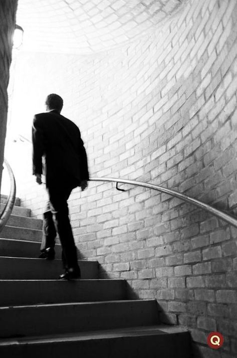 Person Going Up Stairs, Walking Up Stairs Reference, Man Walking Up Stairs, Walking Stairs, How To Draw Stairs, Walking Up Stairs, Top Of Stairs, Photography Day, Smiling Man