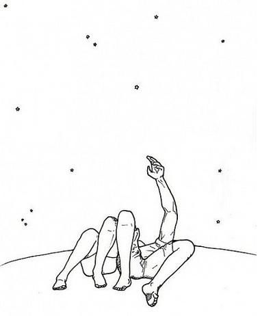 Couple Looking At Stars Drawing, Star Gazing Drawing Reference, Star Gazing Pose Reference, Stargazing Sketch, Cloud Watching, Tattoos 2024, Sky Tattoos, Sleeping Drawing, Star Doodle