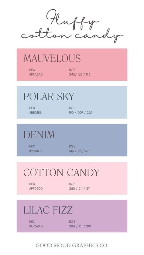 Cotton Candy Pallete, Pastel Rgb Color Palettes, Pretty Pink Color Palette, Pastel Candy Color Palette, Dreamy Aesthetic Color Palette, Cotton Candy Colour Palette, Pastel Pink Color Code, Pastel Color Code Palette, All Pastel Color Palette