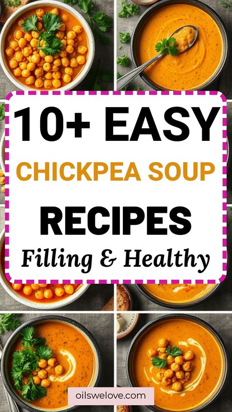 Discover the ultimate collection of 10 Filling Chickpea Soup Recipes that are perfect for cozy meals. These delicious Chickpea Soup Recipes are packed with protein, making them ideal for a hearty lunch or dinner. Explore versatile Chickpea Soup Recipes with spices, veggies, and flavors that elevate every dish. Lunch With Chickpeas, Chick Pea Soup Crockpot, Chickpea Curry Soup, Garlic Chickpea Soup, Chickpea Soup Recipes, Pea Soup Crockpot, Spicy Noodles Recipe, Soup With Chickpeas, Garlic Chickpeas