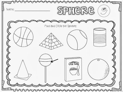 Free Shape activity page Sphere Worksheet Preschool, Sphere Crafts For Preschoolers, Kindergarten Geometry, Shapes Worksheet Kindergarten, Shape Activities Preschool, Shapes Kindergarten, Worksheets For Kindergarten, Shapes Preschool, Kindergarten Worksheets Printable