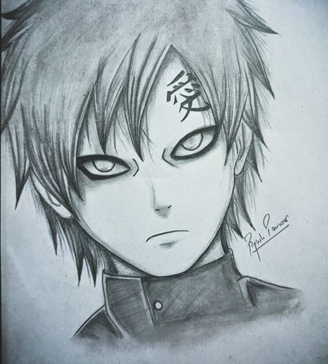 Gaara Sketch, Gaara Drawing, Naruto Drawings Easy, Anime Drawings For Beginners, Doodles Sketches, Naruto Sketch Drawing, Naruto Sketch, Best Anime Drawings, Naruto Drawings