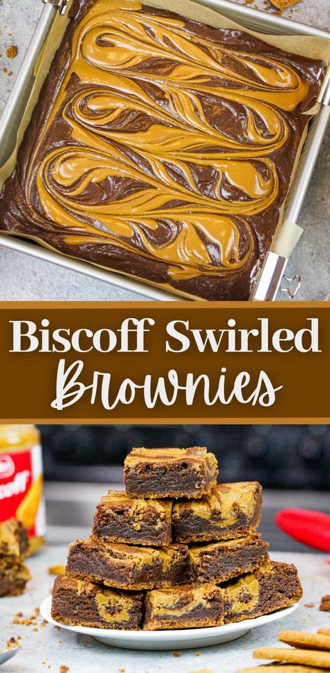 Biscoff Cookies Desserts, Cookie Butter Brownies, Biscoff Spread Ideas, Bischoff Recipes, Recipes Using Biscoff Cookies, Cookie Butter Desserts, Biscoff Pastry Swirls, Biscoff Cookie Bars, Dessert Made With Biscoff