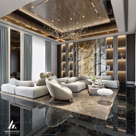 𝐋𝐔𝐗𝐔𝐑𝐘 𝐋𝐈𝐕𝐈𝐍𝐆 𝐃𝐄𝐒𝐈𝐆𝐍 on Behance Luxurious Celling Design, Luxury Living Room Ideas Classy, Living Ceiling Design Modern Luxury, Classic Home Design Living Room, Glass Ceiling Design Living Room, Diningroom Luxury Modern, Stunning Kitchen Designs, Living Room Ceiling Design Modern Luxury, Marble Interior Living Room