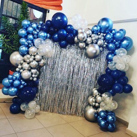 30 Shades Of Blue Birthday Party, Royal Blue Quince Backdrop, Blue Party Decorations For Women, Blue Prom Decorations, Blue Party Ideas Decoration, Royal Blue Balloons Decoration, Blue Silver Party Decorations, Silver And Blue Decorations, Royal Blue And Silver Party Decorations