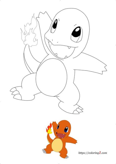 You can find here 2 free printable coloring pages of Pokemon Charmander. Coloring pages of most popular pokemons in excellent quality. Charmander Coloring Page, Pokemon Coloring Pages Free Printable, Charmander Drawing, Pokémon Coloring Pages, Pokemon Coloring Sheets, Pikachu Coloring Page, Pokemon Halloween, Free Printable Coloring Sheets, Pokemon Charmander