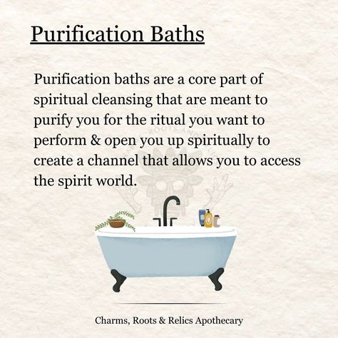 The difference between a regular bath and a spiritual bath is the intention that goes into it. Whether or not you have an impressive collection of herbs, you can still maintain good spiritual hygiene by cleansing your energetic field as often as needed. I'd like to create a series specifically for purification baths that goes into the specific herbs used for various intentions, how to set yourself up mentally and emotionally for the cleansing ritual and what to do with the ritual remnants. ... Spiritual Hygiene, Spiritual Crafts, Spiritual Cleansing Bath, Spiritual Purification, Shower Ritual, Spiritual Baths, African Traditional Religions, Spiritual Rituals, Therapy Business