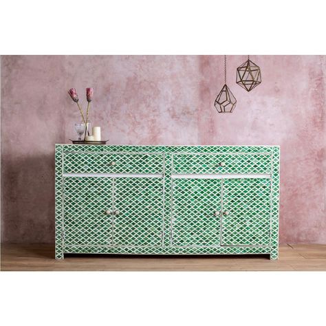 Farmhouse Sideboard, Bone Inlay Furniture, Inlay Furniture, Color Bone, China Cabinets, New Ceramics, Bone Inlay, Milk Paint, Sideboard Buffet