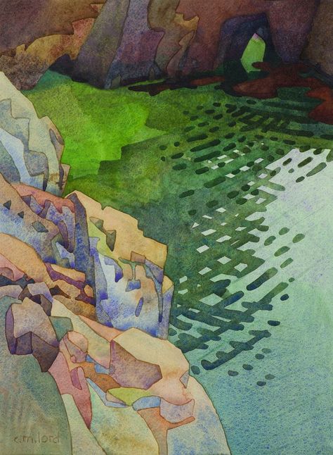 Linocut Water, Watercolour Rocks, Carolyn Lord, Watercolor Workshop, Watercolour Landscape, Watercolour Inspiration, 수채화 그림, Watercolor Landscape Paintings, Watercolor Artists