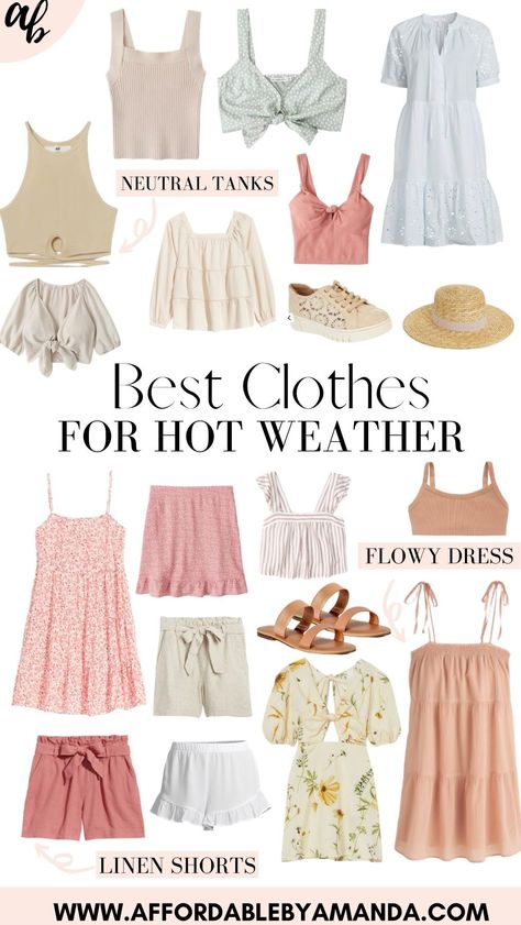 Holiday Outfits Hot Weather, Outfit Ideas For Very Hot Weather, Cute Outfits For Humid Weather, Hot Weather Cute Outfits, Clothes For Hot Weather Summer, Spring Outfits Hot Weather, Style For Hot Weather, Summer Hot Outfits Casual, Outfit For Humid Weather