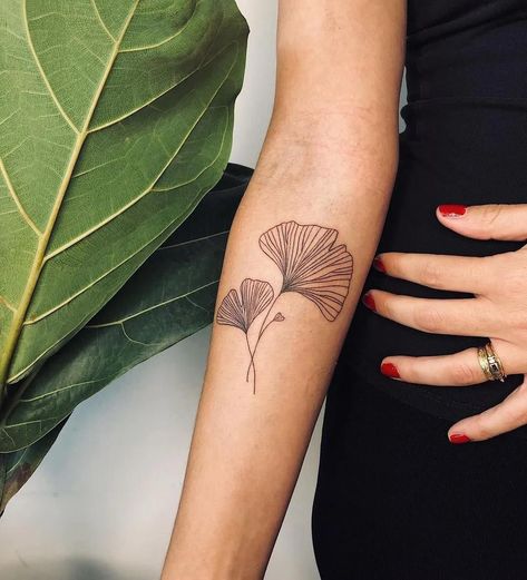 Ginkgo Leaf Tattoo Meaning: Exploring the Symbolic Significance of This Ancient Symbol Ginkgo Tattoo, Ginkgo Leaf Tattoo, Tree Tattoo Meaning, Nouveau Tattoo, Fern Tattoo, Leaf Tattoo, Cactus Tattoo, Circle Tattoos, Ginkgo Leaf