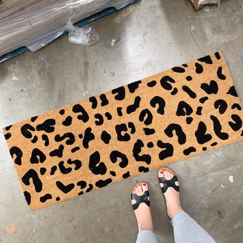 Nickel Designs Custom Doormats on Instagram: “Thinking about adding a leopard print design to the shop. What do you think? 🖤🤎🤍 . This doormat size is 18x47 🤍🤎🖤” Coir Rug, Black Soul, Weathered Paint, Modern Entry, Custom Doormat, Personalized Door Mats, Entry Way, Newlywed Gifts, Natural Tan