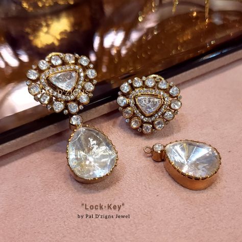 Detachable Jewellery, Polki Tops, Uncut Earrings, Pearl Drop Earrings Gold Indian, Moissanite Earrings Studs, Polki Diamond Jewellery, Uncut Diamond Earrings Indian Gold, Polki Earrings Studs, Kundan Polki Earrings